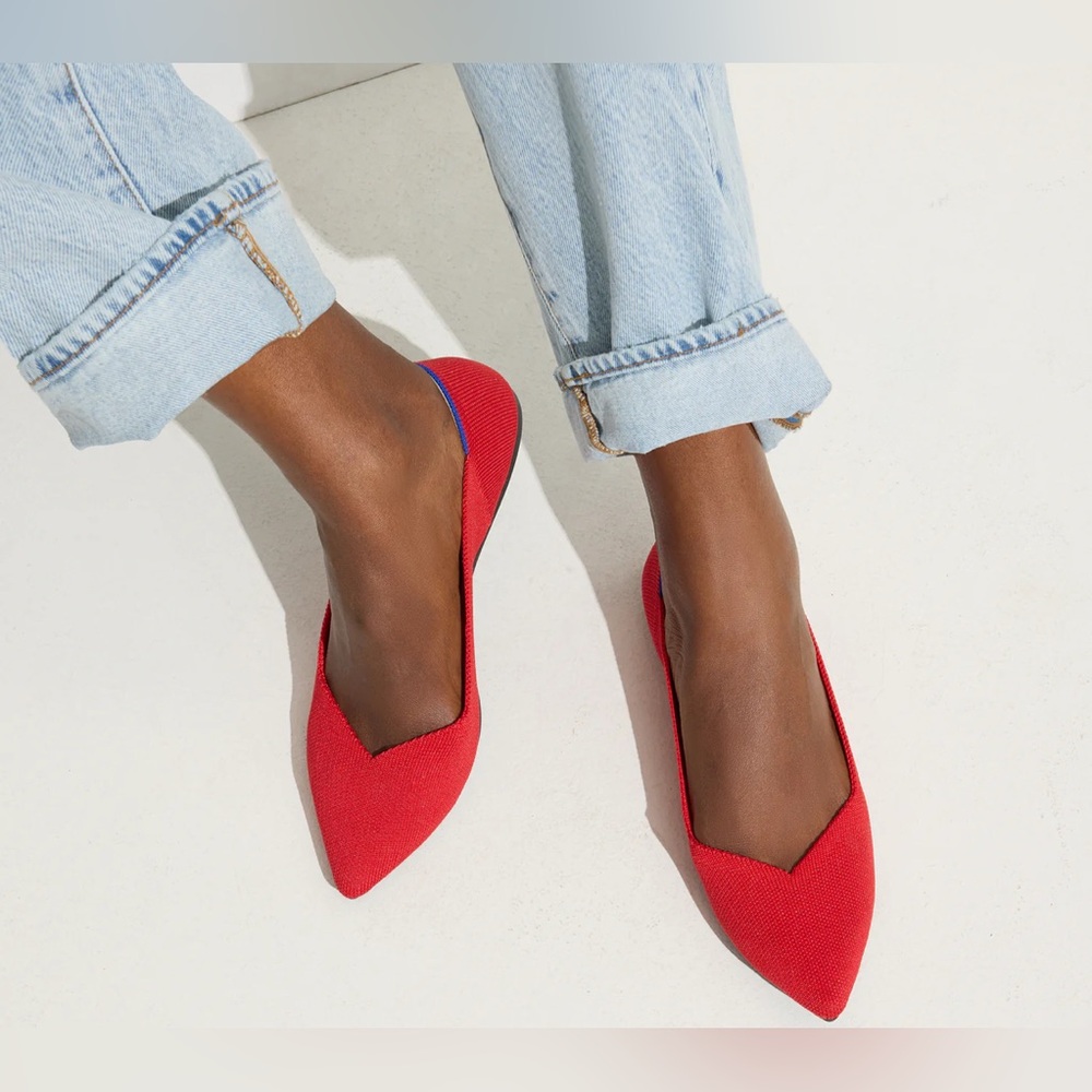Rothy's The Point Red Flats Elegant Minimalist Design